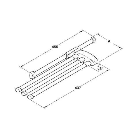 Hailo Alu-Line Towel Rail - 3 Arms