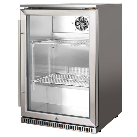 60cm Outdoor Beverage Fridge Features: 304 Stainless Steel with glassTriple glazed heated glass door to preventfogging.Single Zone, 118 litre capacityIPX4 outdoor rating Temperature Range: 0-10ºC Installation: Built-in or freestanding Dimensions (W x D x