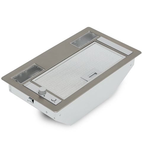 60cm or 90cm Hafele Undermount Built in Rangehood Features: 520 m3/hr extraction2x LED 3W 2700K3 Speed settingsPush pull knob controlsAluminium grease filter68 dBA max noise level Version: 60cm90cm Dimensions. (mm): 60cm = 177 x 535 x 300 (HxWxD) - 4.8kgs
