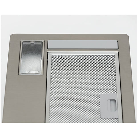 60cm or 90cm Hafele Undermount Built in Rangehood Features: 520 m3/hr extraction2x LED 3W 2700K3 Speed settingsPush pull knob controlsAluminium grease filter68 dBA max noise level Version: 60cm90cm Dimensions. (mm): 60cm = 177 x 535 x 300 (HxWxD) - 4.8kgs