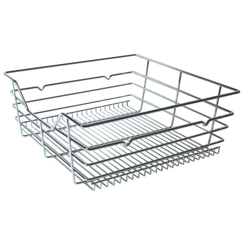 Pull-Out Wire Storage Basket Area of application: Designed for cabinets with hinged doorsSupplied with full extension ball bearingrunners Material: Steel Finish: Chrome plated Carcase width: 450 mm600 mm900 mm Internal cabinet width: 418 mm568 mm868 mm He