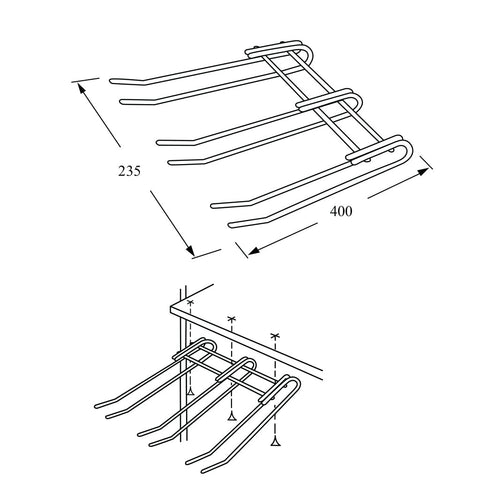 18 Glass Holder Please note: Product can take up to 10 business days to be shipped! Version: 18 Glass Capacity3 rows x 6 glasses each Material: Steel Finish: Chrome plated, polishedChrome plated, matt Notes: Allow minimum 75mm spacing between installed gl