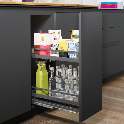 Installed Dispensa Junior III in anthracite in kitchen base cabinet