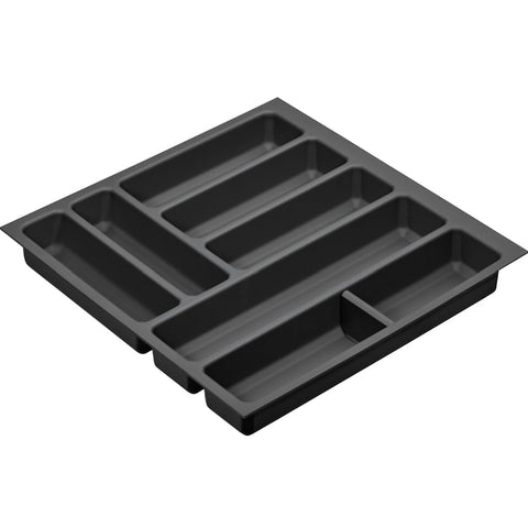 Grip Cutlery Tray Area of application: Suitable for drawers with depth of 500 mm Material: Plastic Finish: Anthracite Pearl Height: 52 mm Features: Non-slip surface coating To suit cabinet width: 500 mm600 mm800 mm900 mm Hafele