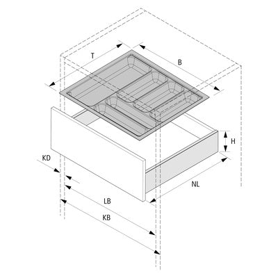 Hettich OrgaTray 440 Cutlery Insert – Plastic, Anthracite