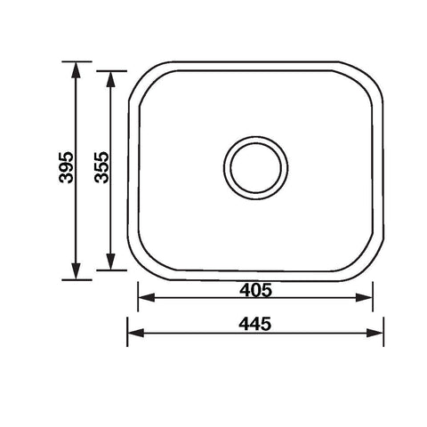 Undermount Single Bowl Sink Features: 445 x 395 x 180 mm (L x W x D)Polished stainless steelSupplied with 1 designer waste Material: Stainless steel grade 304, 18/10 Thickness: 0.8mm Mounting: Undermount only, sink clips included Note: There is no hole fo