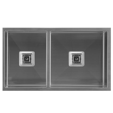 Squareline 1 & 3/4 Bowl Sink Features: 780 x 450 x 200 mm (L x W x D)1 x 32L & 1 x 24L capacity18/10 Stainless steel brushed finish5 mm Internal radius1 & 3/4 bowl Push/pull plug and waste connectionsWatermarked designer waste Bowl Size: 32L: 400 x 400 x