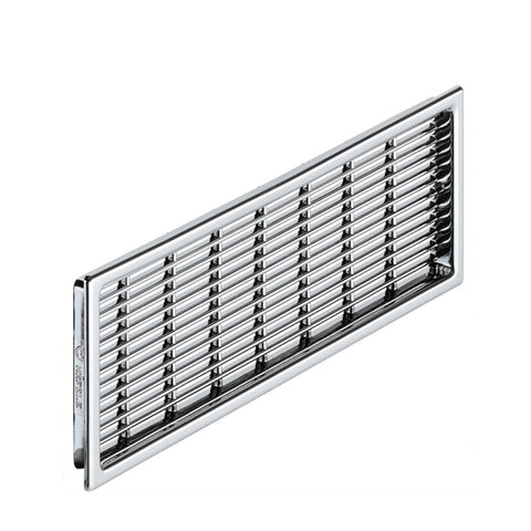 Ventilation Grill - Chrome Plate Version: With flanged rim Installation: For recess mounting, nailed in place Finish: Chrome Plated Ventilation: 23.4 cm2 34.5 cm2 42.2 cm2 Apertures: 20 x 4 mm27 x 4.5 mm27 x 4.5 mm Dimensions (A x B x C x D): 42 x 35 x 17