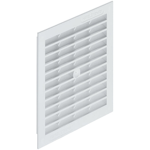 Ventilation Grill - White Version: With flanged rim Installation: For recess mounting, can be screwed in place Finish: White Ventilation: 85 cm2 Hafele