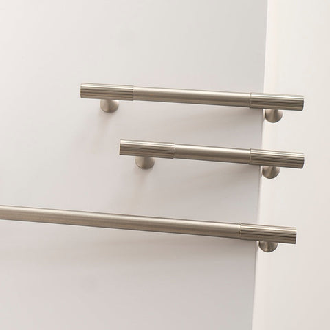Freya Solid Brass Handle | Satin Nickel (Grooved)