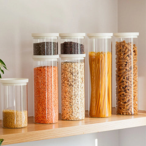 Wategos Round Glass Pantry Jars | Oat Milk