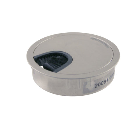 Cable Management: Two-Piece Circular Type: Two-piece, circular Drilling: Ø60 mmØ80 mm Material: Zinc, die-cast Cable cut-out: 23 x 23 mm27 x 27 mm Mounting: Push in Finish: Chrome plated, polishedChrome plated, mattStainless steel coloured, mattSilver col