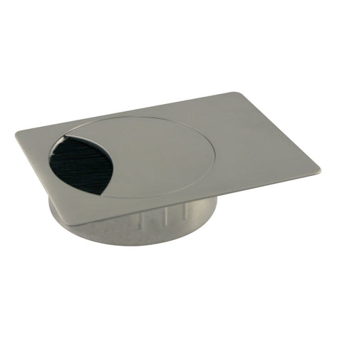 Cable Management: Two-Piece Rectangular Type: Two-piece, rectangular Drilling: Drilling Ø60 or Ø80 mm, with flexible brush seal Material: Zinc, die-cast Mounting: Push in Finish: Chrome plated, polishedChrome plated, mattStainless steel coloured, matt Haf
