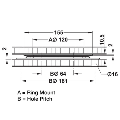 Turntable - 150 kg Load bearing capacity Version: Rotates through 90º to the left and rightRing mount: Ball bearing mounted Material: Steel Finish: Galvanised Dimensions (L x W x H): 155 x 155 x 10.5 mm Load bearing capacity: 150 kg Installation: Please v