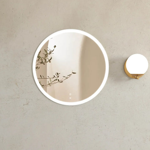 BONDI LED Round Metal Frame Mirror 800x800mm Matte White