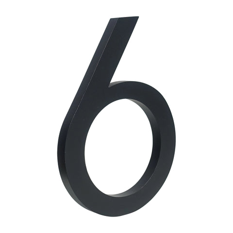 Solid Aluminium Floating House Number | Black 15cm