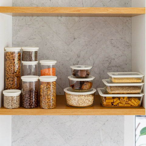 Wategos Round Glass Pantry Jars | Oat Milk
