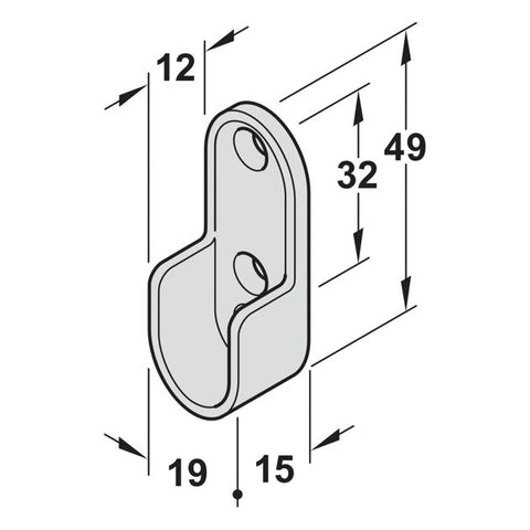 Ova Wardrobe rail Material: Aluminium Finish: Black powder coated Length: 2350 Material thickness: 1.2 Hafele