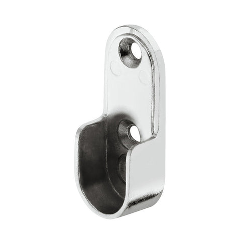 Oval Rail End Support 2pk | 2 Finishes Material: Zinc alloy Finish: Silver PaintedBlack Mounting: Screw fixing to side panel, into 32 mm series drilled holes, with 3 screw holes Dimensions: 19 x 15 x 49 mm Packing: 2 pieces Suitable with following product