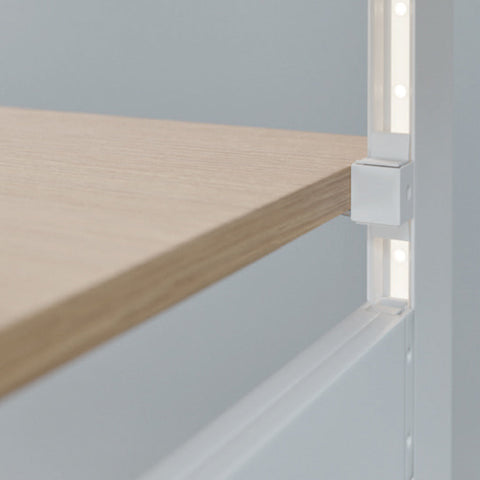 DressCode Shelf Cube Set Area of application: For holding shelves in aluminium frame systems Material: Shelf support: Zinc alloyShelf cube and boss insert: Plastic Finish: Shelf support: GalvanisedBoss insert: Black Installation: For clipping in Supplied