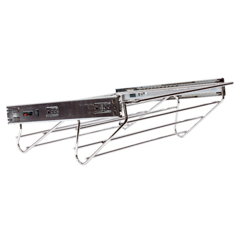 Starax Pull-out Shoe Rack Area of application: Pull-out shoe rack, full extension Material: Steel Finish: Chrome polished Capacity: 45 kg Carcase width: 450 mm600 mm900 mm Depth: 130 mm Dimensions (D x W): 130 x 450 mm130 x 600 mm130 x 900 mm Basket Dimen