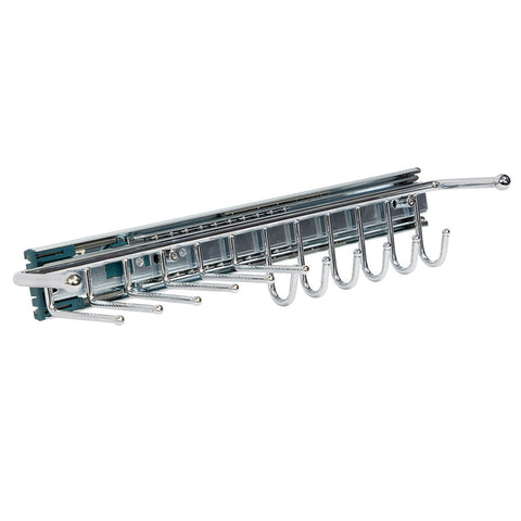 Starax Pull-Out Combi Rail Rack Area of application: Pull-out combi rail Material: Steel Finish: Chrome polished Length: 390 mm Version: Right HandLeft Hand Packing: 1 set (includes runner) Hafele