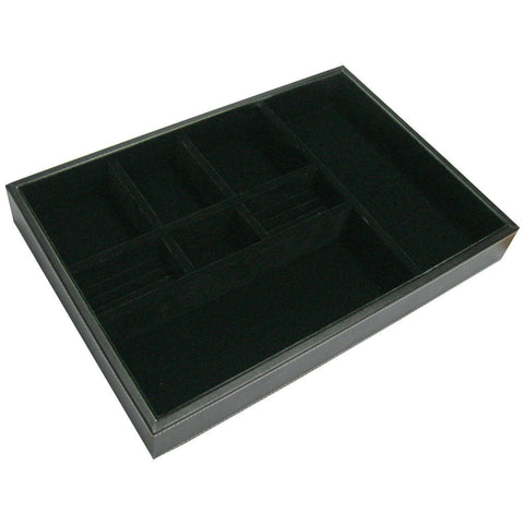 Drawer Insert With Ring Holder Material: Exterior: Artificial leather Interior: Felt Finish: Black Version: With 8 compartments and ring holder Dimensions (W x D x H): 538 x 375 x 68 mm Hafele