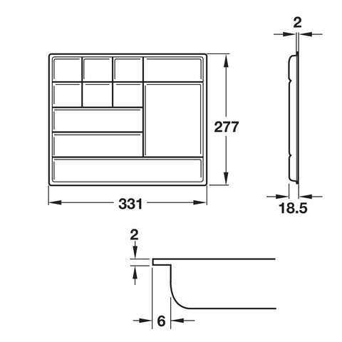 Pen and Pencil Tray (Shallow) Features: 11 Compartments Material: Plastic Finish: Anthracite Hafele