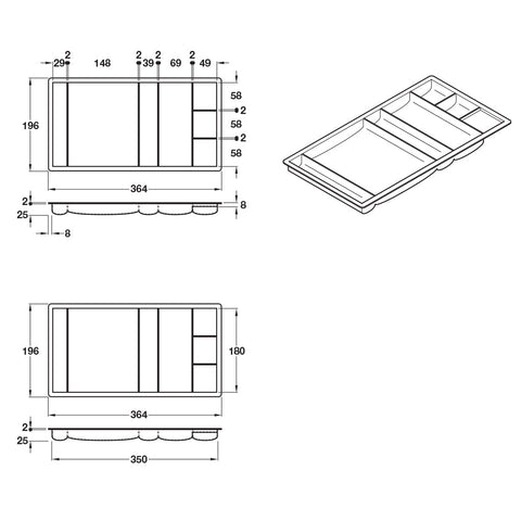 Pencil Tray with 7 compartments Area of application: For storing office utensils Material: Plastic Finish: Anthracite Hafele