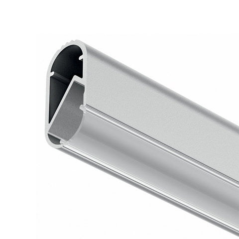 Aluminium Wardrobe Rail Profile Material: Aluminium Finish/colour: Silver Coloured Anodised Cover: Frosted The surface is frosted. The light appears “velvet-whiteâ€?and creates a sophisticated, high-quality impression. The light points are visible. Length