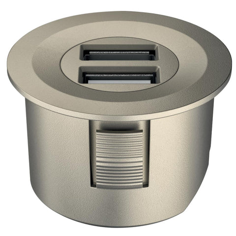 USB Charger Station Cover Ring: Round or Square Material/ Finish: Plastic, Matt BlackPlastic, Matt Nickel Plated Installation: For mounting in drilled hole, for clamp fixing Drill hole Ø: 35 mm Output voltage: 5 V Output Current: 2 A Power Consumption: 3M