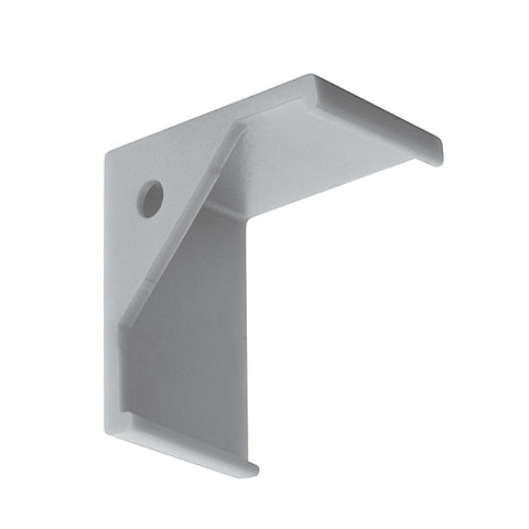 Plastic Bracket for Corner Mounting Set: 2 pieces Material: Plastic Finish/colour: Silver Suitable with following products: Profile for Corner Mounting: 833.74.812 Hafele