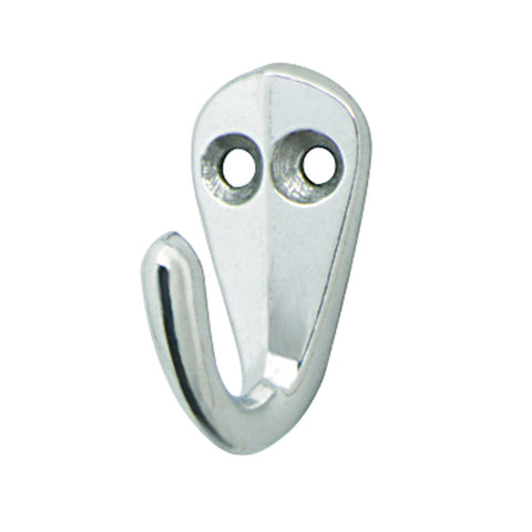 Coat Hook Material: Zinc alloy Finish: Nickel plated Dimensions (W x D x H): 19 x 29 x 37 mm Hafele