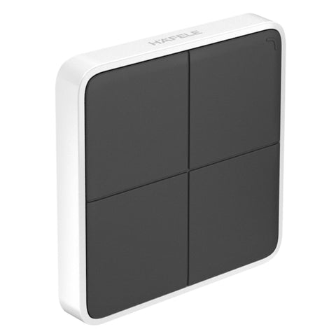 Häfele Connect Mesh push button, wall mounted Area of Application: For controlling components on the 6-way distributor, Häfele Connect Mesh (all functions are accessible by pressing or holding a button) Function: Easy, direct pairing with a 6-way distribu