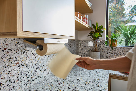 RollGrip™ Under-Shelf Stainless-Steel Kitchen Roll Holder
