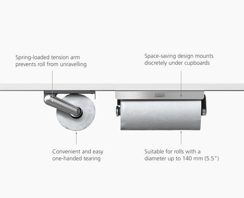 RollGrip™ Under-Shelf Stainless-Steel Kitchen Roll Holder