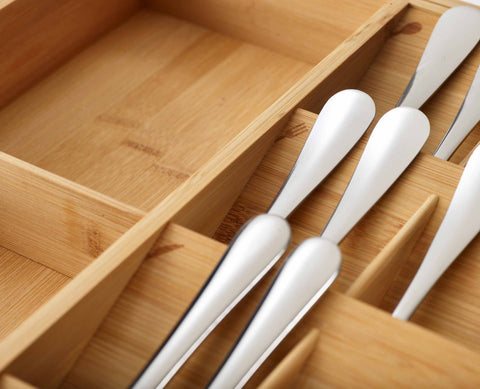 DrawerStore™ Bamboo Expanding Cutlery, Utensil & Gadgets Organiser