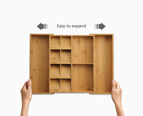 DrawerStore™ Bamboo Expanding Cutlery, Utensil & Gadgets Organiser