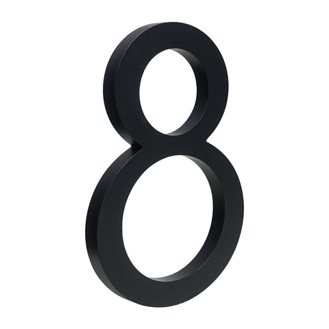 Solid Aluminium Floating House Number | Black 15cm