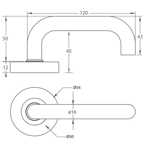 Prevelly Hollow Lever Handle Features: Solid stainless steel handleStainless steel rose cover and diecast baseConcealed through-bolt rose fixing Press fit rose cover Finish: Satin stainless steelPolished stainless steelSatin brassAntique brassGraphite bla