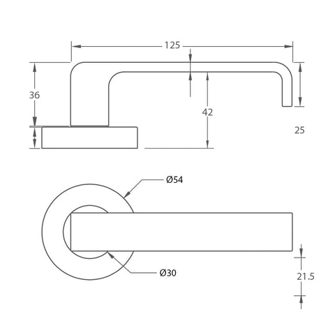 Coogee Lever Handle Features: Hollow stainless steel handleStainless steel rose cover and diecast base Concealed through-bolt rose fixing press fit rose cover Finish: Satin stainless steel Door thickness: Passage 32 - 50Privacy 32 - 42 Spindle: Ø7.6 Centr