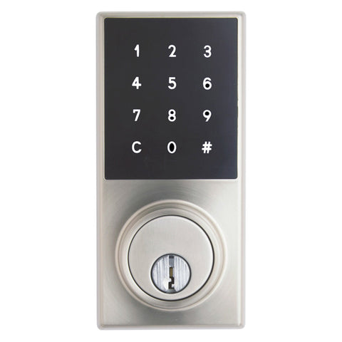 Digital Deadbolt, Touchscreen with key override Features: Digital Touchscreen with thumbturn locking on the insidetouch to activate and touch to lockHolds up to 25 user codesVacation mode (deactivates all user codes temporarily)Auto-locking with adjustabl