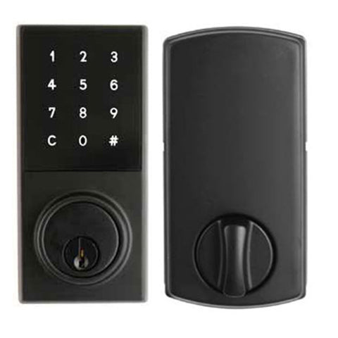 Digital Deadbolt, Touchscreen with key override Features: Digital Touchscreen with thumbturn locking on the insidetouch to activate and touch to lockHolds up to 25 user codesVacation mode (deactivates all user codes temporarily)Auto-locking with adjustabl