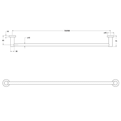 Alto Single Towel Rail Please note product can take up to 10 business days to be shipped! Finish: Polished Chrome Length: 750 mm900 mm Hafele