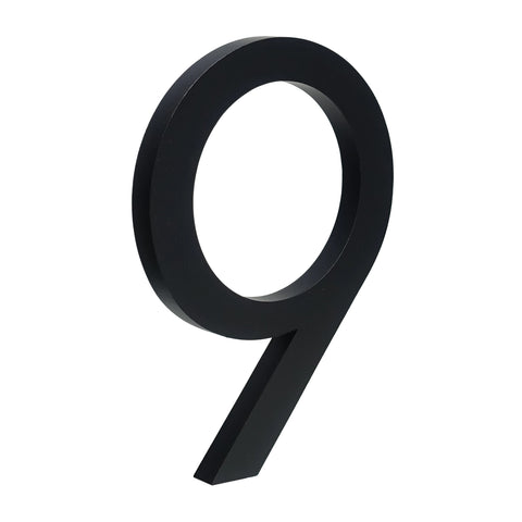 Solid Aluminium Floating House Number | Black 15cm