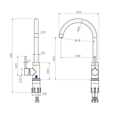 A-GRA004-1BM- Grace Kitchen Mixer – Brushed Bronze sketch