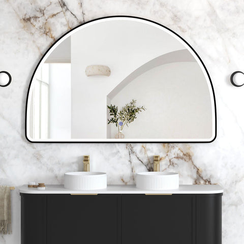 ARCHIE LED Half Moon Mirror 1000x1500mm (Matte Black)