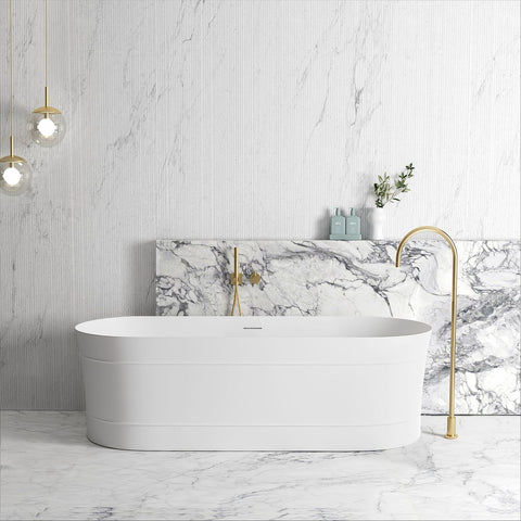 ATTICA BONDI Freestanding 1700mm Overflow Bathtub - Matte White