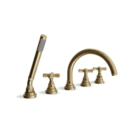 Deck-Mounted 5-Hole Bathtub Set with Hand Spray | Agora