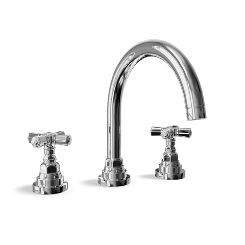 3-Hole Basin Tap — Bridge, Traditional Spout with Pop-Up Waste | Agora